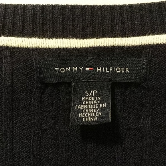 Tommy Hilfiger. Women's Navy Blue V Neck Sweater - Picture 3 of 3